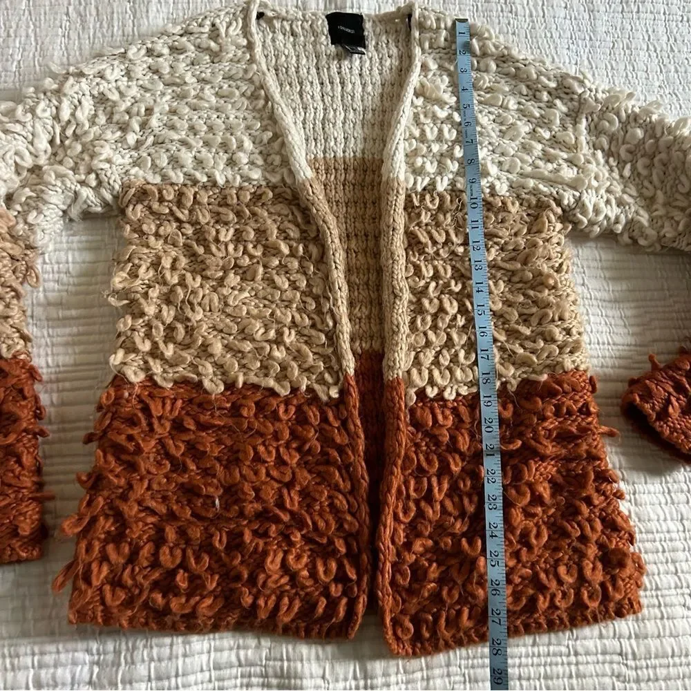 Oversized Slouchy Women’s Color Block Chunky Open Front Cardigan Sweater Medium